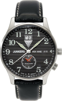 Junkers 6640-2 Dual Time Herren Uhr Leder Quarz